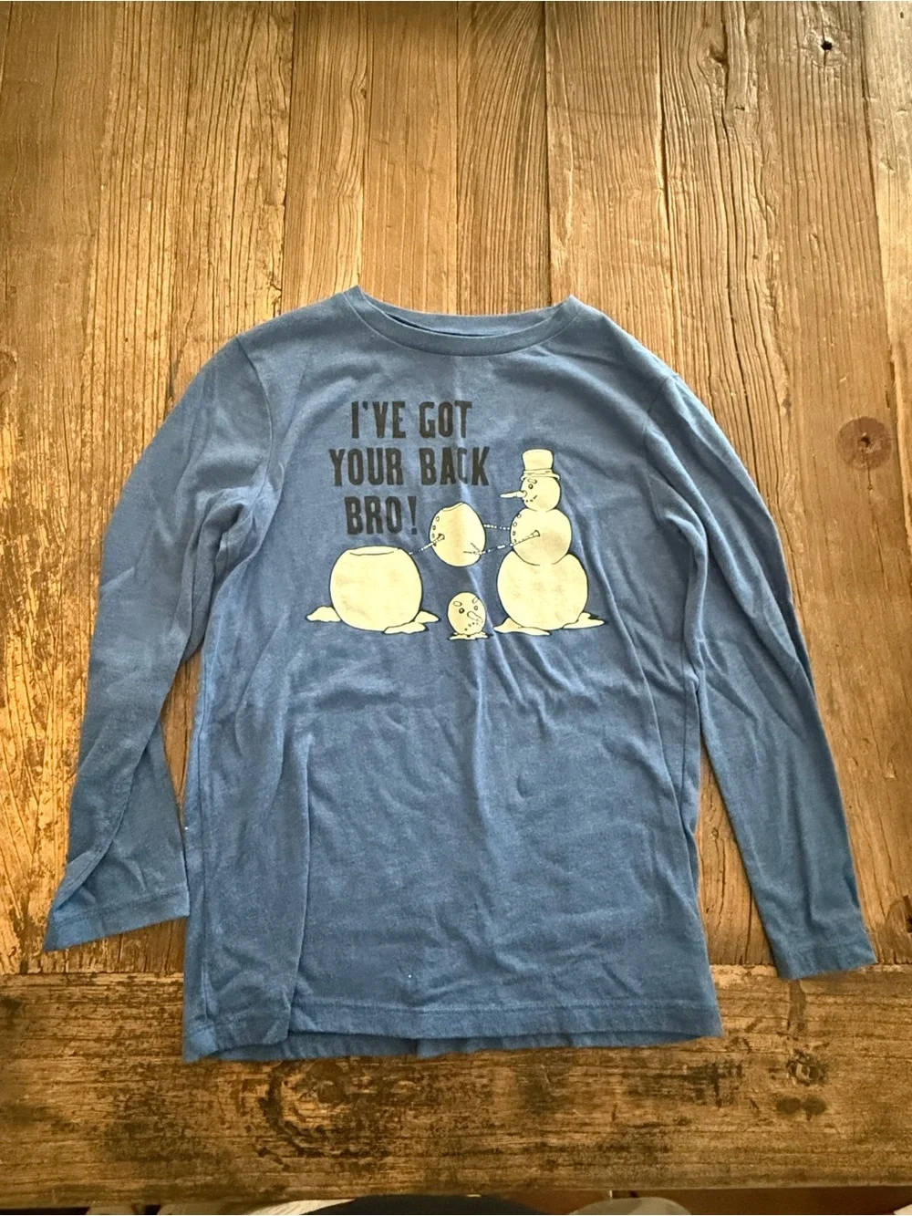 Old Navy Blue Long-Sleeve Graphic Tee with Snowman 